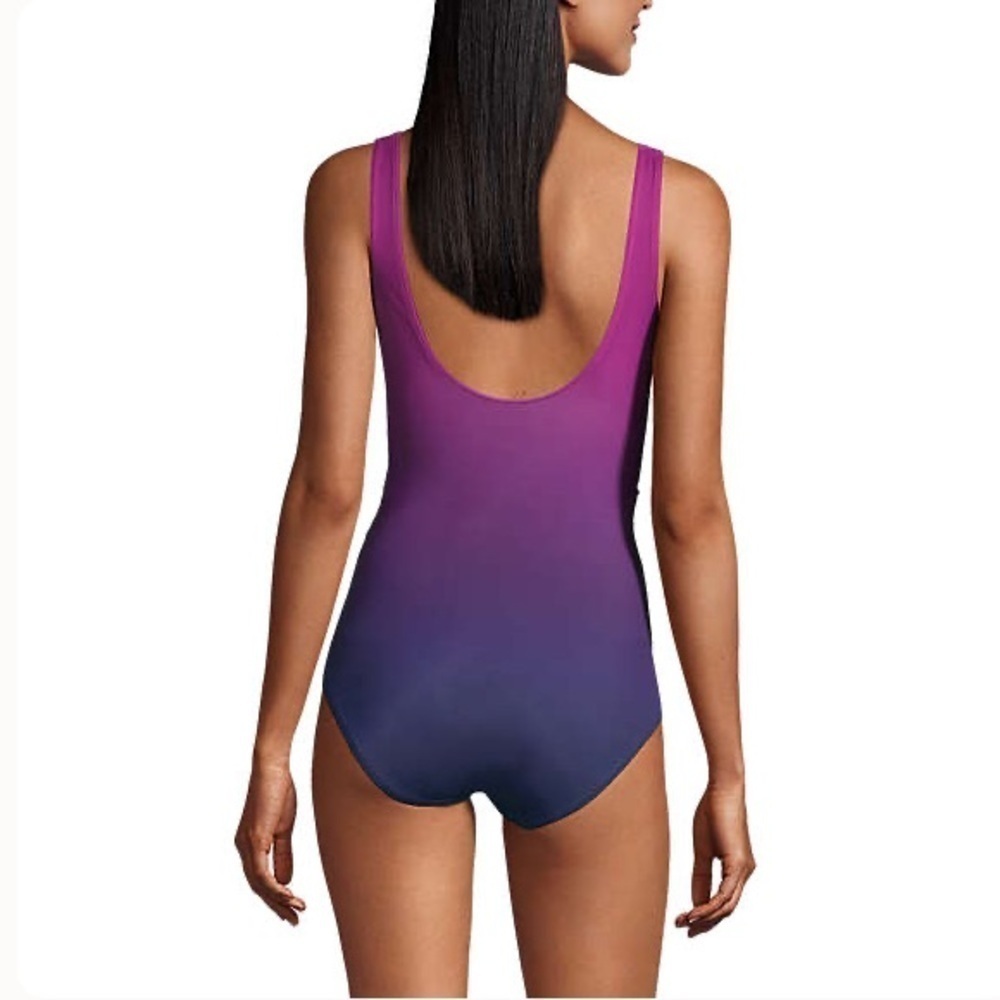 Lands’ End NWT Slendersuit One Piece Swimsuit 14D Tummy Control Ombre Coastal - Picture 2 of 11